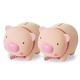 Spldsun 2 Stück Schweinchen Spardose, Cartoon Sparschwein, Sparschwein Kopf, für Jungen, Mädchen, Zimmerdekoration, Weihnachts- und Ostergeschenke