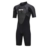 ZCCO Neoprenanzüge Herren 3 mm Premium Neopren, Rückenreißverschluss, kurzärmeliger Taucheranzug für Spearfishing,Surfen,SchnorchelnKanufahren, Taucheranzüge (Schwarz, M)