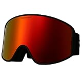 OUTDOORSPARTA Snowboard Skibrille OTG, magnetische abnehmbare HD Linse/Anti-Fog /100% UV400 Schutz/rahmenlose (4. Schwarzer Rahmen, Volle Linse Gespiegelt Rot)