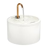 Keimi Katzenbrunnen Keramik, 2.1L Trinkbrunnen für Katze, Leiser Wasserspender für Haustiere, Katzenbrunnen für mehrere Haustiere, Filter für sauberes Wasser, Hygienisch und leicht zu reinigen, Weiße