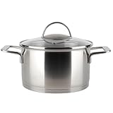 EUROHOME Fleischtopf 3L - Kasserolle mit handlichem Griff - Edelstahltopf induktionsgeeignet - Kochtopf Edelstahl Ø20 cm - Topf für alle Herdarten - Universaltopf mit integrierter Messskala