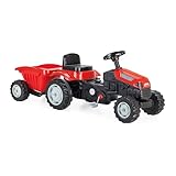 Lemodo Trettraktor ab 3 Jahre | Kinder Traktor in rot| Traktor zum draufsitzen | Kindertraktor mit Anhänger | Trampeltrecker mit Hupe | Trettrecker für drinnen und draußen