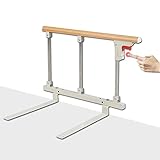 Gdmokle Bettgitter für Ältere Erwachsene, Faltbar Bettschutzgitter Sicherheitsgeländer, Stabile Metall Bewachen Assist Griff für Krankenhaus Heimpflege, 70x40cm (Holzfarbe)