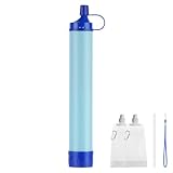 HOTUT Tragbares Wasserfilter Outdoor, 0,01 μm Wasserfilter aus strohhalm mit Wasserbeutel und Straw, 4000L Trinkwasserfilter, Notfall Filtersystem für Wandern, Camping, Survival