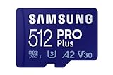 Samsung PRO Plus microSD-Karte, 512 GB, UHS-I U3, Full HD & 4K UHD, 160 MB/s Lesen, 120 MB/s Schreiben, Speicherkarte für Smartphone, Drohne oder Action-Cam, Inkl. USB-Kartenleser, MB-MD512KB/WW