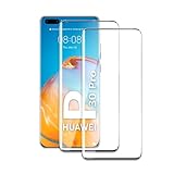 2 Stück Schutzfolie für Huawei P40 Pro, 3D Gebogene vollständige Abdeckung Schutzglas Folie, Anti-Kratzer, Anti-Öl, Anti-Bläschen, Einfache Installation