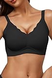 Vtelor Bügelloser BH Damen Ohne Bügel Push up BH Große Brüste Starker Halt Soft Seamless Nahtloser BHS V-Ausschnitt Bequem Tshirt Schlaf Bra Klassische Bustier Gepolstert Bralette Ohne Buegel