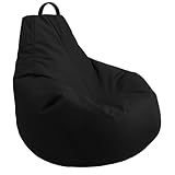 AD.CON Indoor Gamer Sitzsack mit ECO Füllung Puff Relax-Sessel Sitzkissen Bodenkissen Bean Bag 100x90x95cm 300L Schwarz
