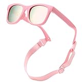 COASION Baby Kinder Polarisierte Sonnenbrille UV400 Schutz Silikon Rahmen mit Sonnenbrille für Baby 0-24 (C5* Rosa/Rosa Spiegel)