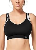 Yvette Damen Sport BH Starker Halt Große Größen Gekreuzt Rücken Bügellos für Laufen Joggen Yoga Fitness, Schwarz, Gr.- 80D