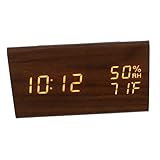 Hemobllo Dreieckiger Digitalwecker Digitaler Holzwecker Wecker Wecker Schlafzimmeruhr Mit Temperatur Und Luftfeuchtigkeit Elektrischer Wecker Wecker Holz Wohnzimmeruhr PVC