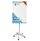 MOB Flipchart Piranha Whiteboard fahrbar mit Rollenfuss Ständer 67x105cm | Höhenverstellbar bis 210cm, Beschreibbar, Trocken abwischbar, magnetisch | Flip Chart mit Magnettafel rollbar & Seitenarmen