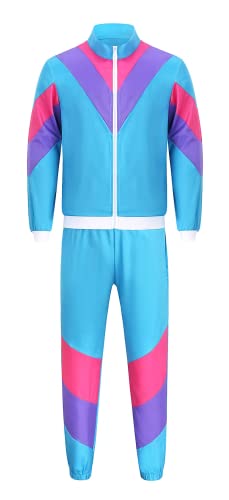 Seawhisper 80er Kostüm Jogginganzug Herren 90er Jahre Kleidung Herren Trainingsanzug Damen NEW KIDS Kostüme Blau L