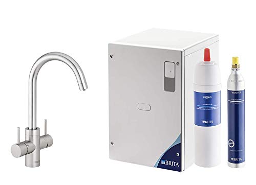 BRITA Wassersprudler yource pro select Elektronisch mit CO2 Zylinder - Mit Filter und Kühlung - Armatur rund Edelstahloptik