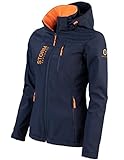 Storm Explorer Softshelljacke für Damen - Atmungsaktiv & Wasserdicht - leichte Übergangsjacke für den Frühling & Sommer - Wetterfeste Outdoor Jacke - Regenjacke mit Kapuze - Navy Blau XL