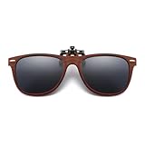 YAMEIZE Polarisierte Sonnenbrille zum Anklippen – für Damen und Herren, hochklappbar, UV400-Schutz, Sonnenbrille, Outdoor-Fahren, Holzgrau