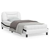 Juroupi Bettgestell mit Kopfteil Bed Frame Kopfteil Bett Betten Bettrahmen Bettgestell Weiß und Schwarz 80x200 cm Kunstleder - 3207966