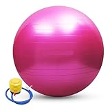 JHSDHYD Gymnastikball Groß 65 Cm/75 cm Anti-Burst-Yoga-Ball Stabilitäts-Balance-Ball Pilates Barre Körperliche Fitness-Übungsball Mit Luftpumpe(Pink 75cm)
