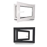 Kellerfenster - Kunststoff - Fenster - innen weiß/außen anthrazit - BxH: 100 x 60 cm - 1000 x 600 mm - DIN Rechts - 3 fach Verglasung - 60 mm Profil
