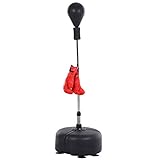 HOMCOM Punchingball Set Standbox Training Set 136-154 cm höhenverstellbar mit 1 Paar Handschuhe Geeignet für Profis und Anfänger Schwarz