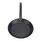 Mumusuki Pfanne Pfanne, Kohlenstoffstahl Nicht -Stick Rauchloses Komfortable Grip Pfanne Multi Funktionaler Innenkochpfanne für Steak Egei Fisch Gemüse (24cm)