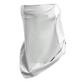 GADIEMKENSD UV-Gesichtsmaske, Sonnenschutz, kühlende Sturmhaube, Sommer-Gesichtsmaske, Angelkappe mit Nackenklappe – Eisseidenmaske mit UV-Schutz, Ohrhaken für Radfahren und Wandern, 3 Stück, hellgrau