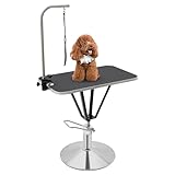 CHFUNE Haustier Trimmtisch, Frisiertisch Hund Pflegetisch Haustier Schertisch inkl rutschfest Tischplatte schwenkbar 360° stabil stehend Höhenverstellbar für Hund und Katze