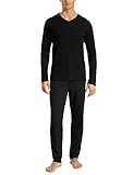 Uncover by Schiesser Herren Schlafanzug lang, schwarz, 52