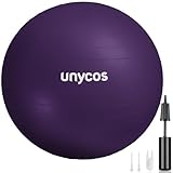 unycos - Gymnastikball 75 cm Sitzball Trainingsball für Yoga, Fitness, Medizinball, Balance Ball, Core Training Strength, Pilates-Ball | Inkl. Pumpe, BPA-Frei, Anti-Burst (Lila mit Logo)