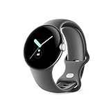 Google Pixel Watch – Android-Smartwatch mit Aktivitätsaufzeichnung – Smartwatch mit Herzfrequenz-Tracker – Edelstahlgehäuse in Polished Silver mit Sportarmband in Charcoalan, LTE