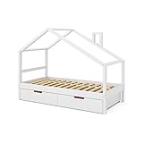 VitaliSpa Hausbett Lori, Weiß, 80x160 cm mit Schubladen