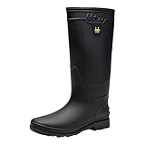 Thermo-Gummistiefel, leicht, Eva, perfekt für Pferdebesitzer, mit Fell gefüttert, rutschfest, mittlere Wadenhöhe für Angeln, Landwirtschaft, Gartenarbeit, Schwarz , 39 1/3 EU