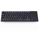 Rii Kabellose Tastatur mit Touchpad, Tastatur Kabellos mit QWERTZ, 2.4GHz Wireless Keyboard, Funktastatur mit Touchpad, PC Tastatur Kabellos für Laptops/Desktops/Smart-TVs, Wiederaufladbare