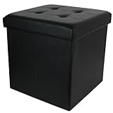 Linnea Truhe Sitztruhe Sitztruhe Zierhocker 38x38x38 cm Steppoptik Schwarz