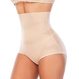 YARRCO Bauchweg Unterhose Damen Shapewear Miederhose Hohe Taille Miederslips Body Shaper Figurformende Unterwäsche (Beige, L)