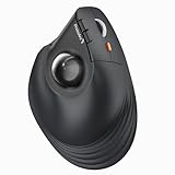 ProtoArc EM05 NL Vertikale Trackball Maus, Kabellos Bluetooth Rollerball Maus mit Fingerbedienung, Wiederaufladbare, 3-Geräte Verbindung, Kompatibel mit iPad Mac PC Laptop - Schwarz