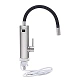 CHIMHOON LED Elektrisch Durchlauferhitzer, Sofort Heizung Wasserhahn, Küchenarmatur 3000W, Küche Spültisch Sofort Warm Armatur, 360º Drehbarer Silikonschlauchhahn, 304 Edelstahlgehäuse