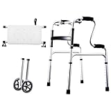 QiaoRong Gehhilfe Leichter Gehhilfen Senioren Con Sitz Gehbock Rollator Faltbar und Leicht mit Sitz Rollatoren Schmal für Wohnung Aluminiumlegierung Höhenverstellbar Faltbar
