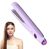 Mini Glätteisen Kabellos, 2 in 1 Mini Lockenstab und Glätteisen Haarglätter Kabellos Glätteisen Locken und Glätten Haarglätter Und Lockenstab mit USB-C Aufladung für Alle Arten von Haaren (Lila)