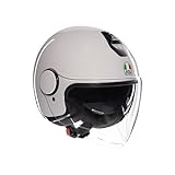 AGV - ETERES E2206, Unisex Jet Motorradhelm, Motorrad Helm mit Diebstahlschutzring, Anti-Kratz und Anti-UV Visier, Technologie zur Sofortigen Schweißabsorption, Materia White, L