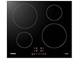 Samsung NZ64M3NM1BB Autarkes Induktionskochfeld, 60 cm große Herdplatte aus Glaskeramik, Rahmenlos, 4 Kochzonen mit Touch Steuerung, 9 Leistungsstufen, 4 Booster, Kindersicherung, Schwarz