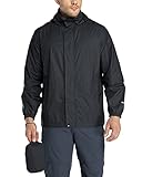 33,000ft Regenjacke Herren Leicht Wasserdicht Faltbare Regenmantel mit Kapuze Fahrrad Rain Windbreaker Windjacke Camping Outdoor schwarz M