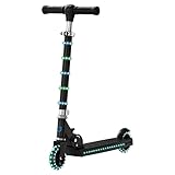 Orbit Kinder-Kick-Scooter, beleuchtet, faltbar, schwarz, blau-grüne Lichter, ab 5 Jahren, leicht, verbesserte Sicht, einfacher Klappmechanismus