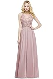 Misshow Cocktailkleid, lang, schick, für Hochzeit, mit Trägern, elegantes Damenkleid, Rosa, 32