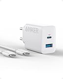 Anker 20W USB C Ladegerät, iPad Netzteil, USB-Schnellladenetzteil, Kompatibel mit iPhone 15/iPhone 15 Plus/iPhone 15 Pro/iPhone 15 Pro Max/iPad und mehr (mit 150cm USB-C Kabel)