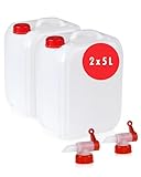 Höfer Chemie 2 x 5 L Wasserkanister Set Weiß - BPA-frei & Lebensmittelecht - Ideales Camping Zubehör für Flüssigkeiten - Mit Ablasshahn & Schraubverschluss