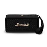 Marshall Middleton kabelloser tragbarer Bluetooth-Lautsprecher, über 20 Stunden tragbare Spielzeit, wasserfest IP67 – Schwarz und Messing