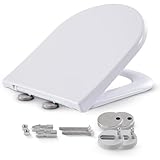 Arebos WC Sitz mit Absenkautomatik | Duroplast Klodeckel D-Form universell | (max. Belastung 150 kg) | Toilettensitz mit Klodeckel | einfache Montage | Toilettendeckel softclose