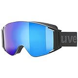 uvex g.gl 3000 TO - Skibrille für Damen und Herren - mit Wechselscheibe - vergrößertes, beschlagfreies Sichtfeld - black matt/blue-lasergold lite - one size