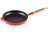 Le Creuset Gusseisen-Bratpfanne mit Holzgriff, Rund, Ø 28 cm, Für alle Herdarten inkl. Induktion geeignet, 3,28 kg, Kirschrot